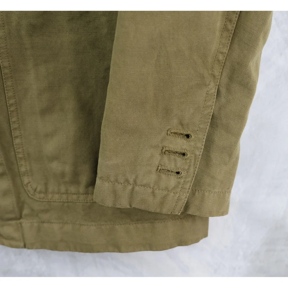 Wallace & Barnes Slim Fit Chore Blazer Mens 34S Olive Green Cotton Linen Jacket
